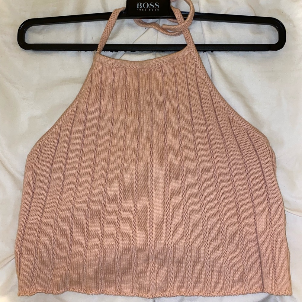 brandy melville pink knit halter tank